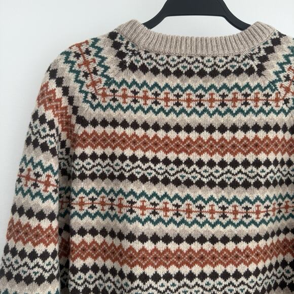 J.Crew Sweater Mens Medium Fair Isle Lambswool Knit Nordic Grandpa Crew Neck - Picture 9 of 16